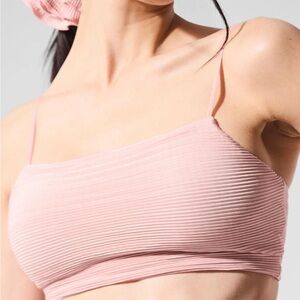 Alo Yoga Micro Plissé Game On Bra in Pink Quartz